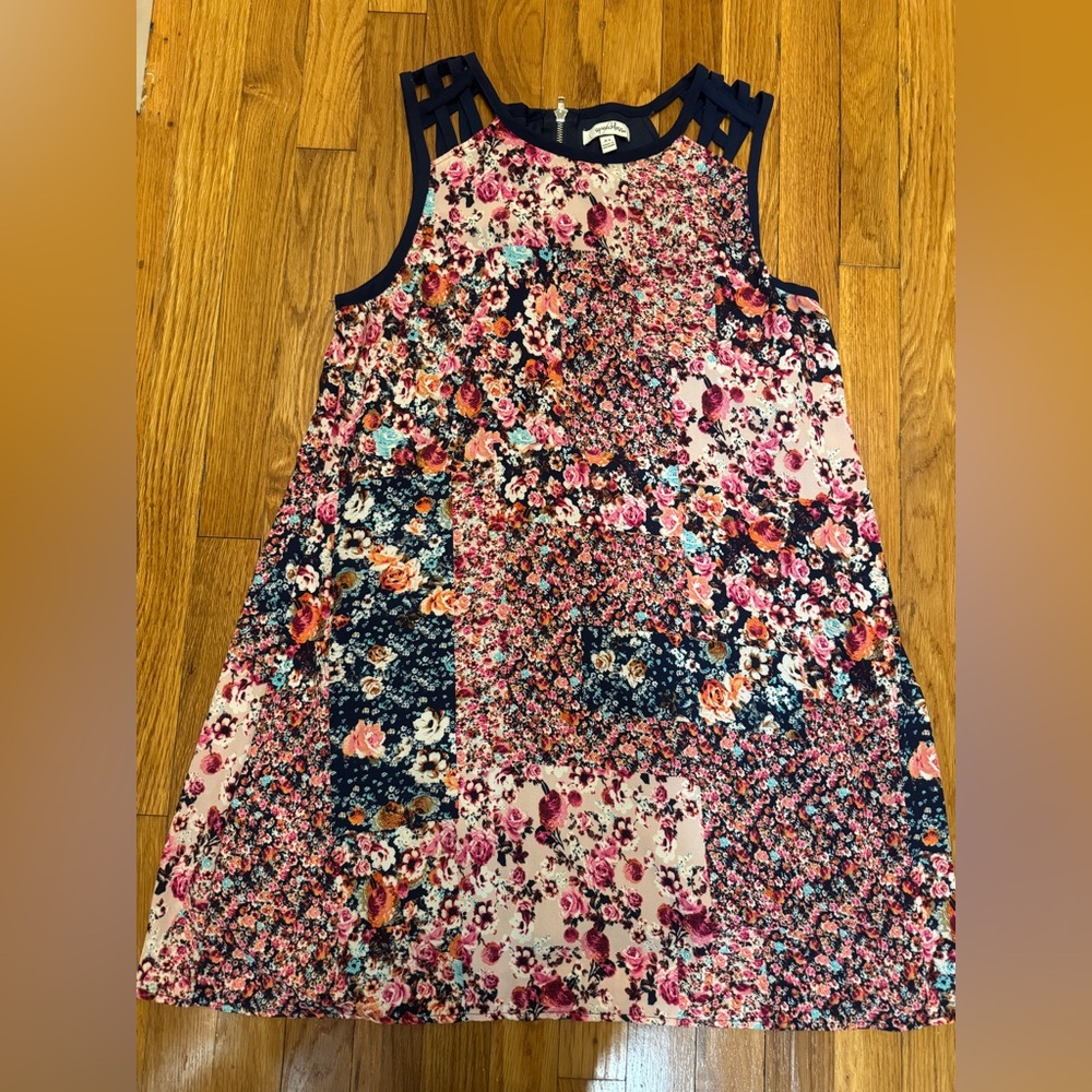 Speechless Floral Patchwork Dress - Pink and Navy
